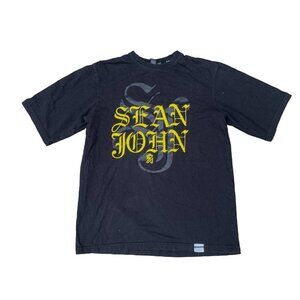 VINTAGE Sean John Graphic T Shirt Large Black BIG LOGO